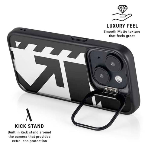 Black and White Geometric Shapes iPhone 15 Kickstand Case